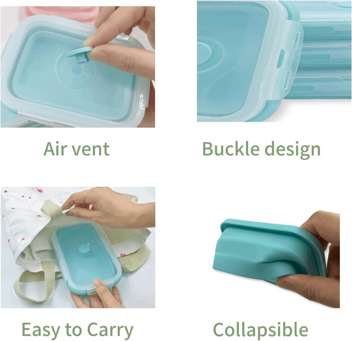 Collapsible Silicone Lunch Boxes (4 Pack)