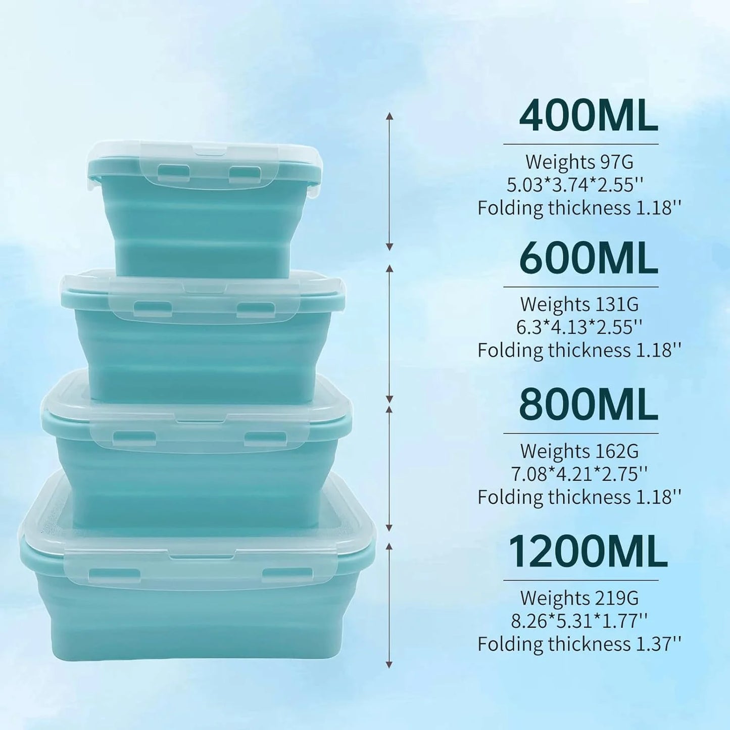 Collapsible Silicone Lunch Boxes (4 Pack)