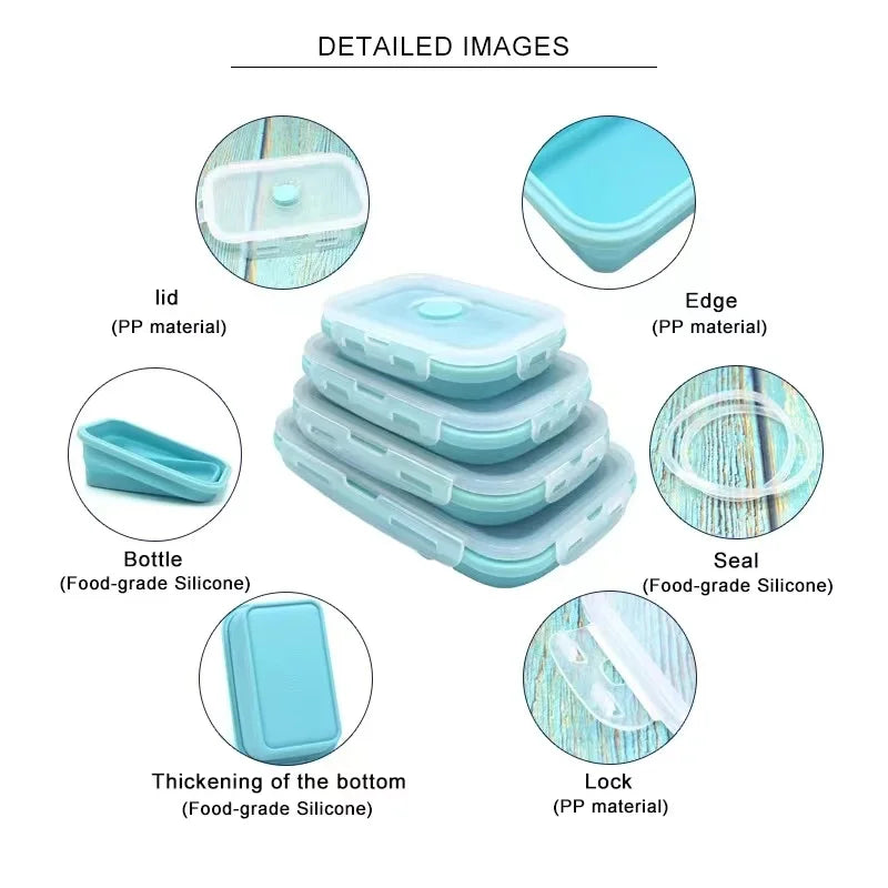 Collapsible Silicone Lunch Boxes (4 Pack)