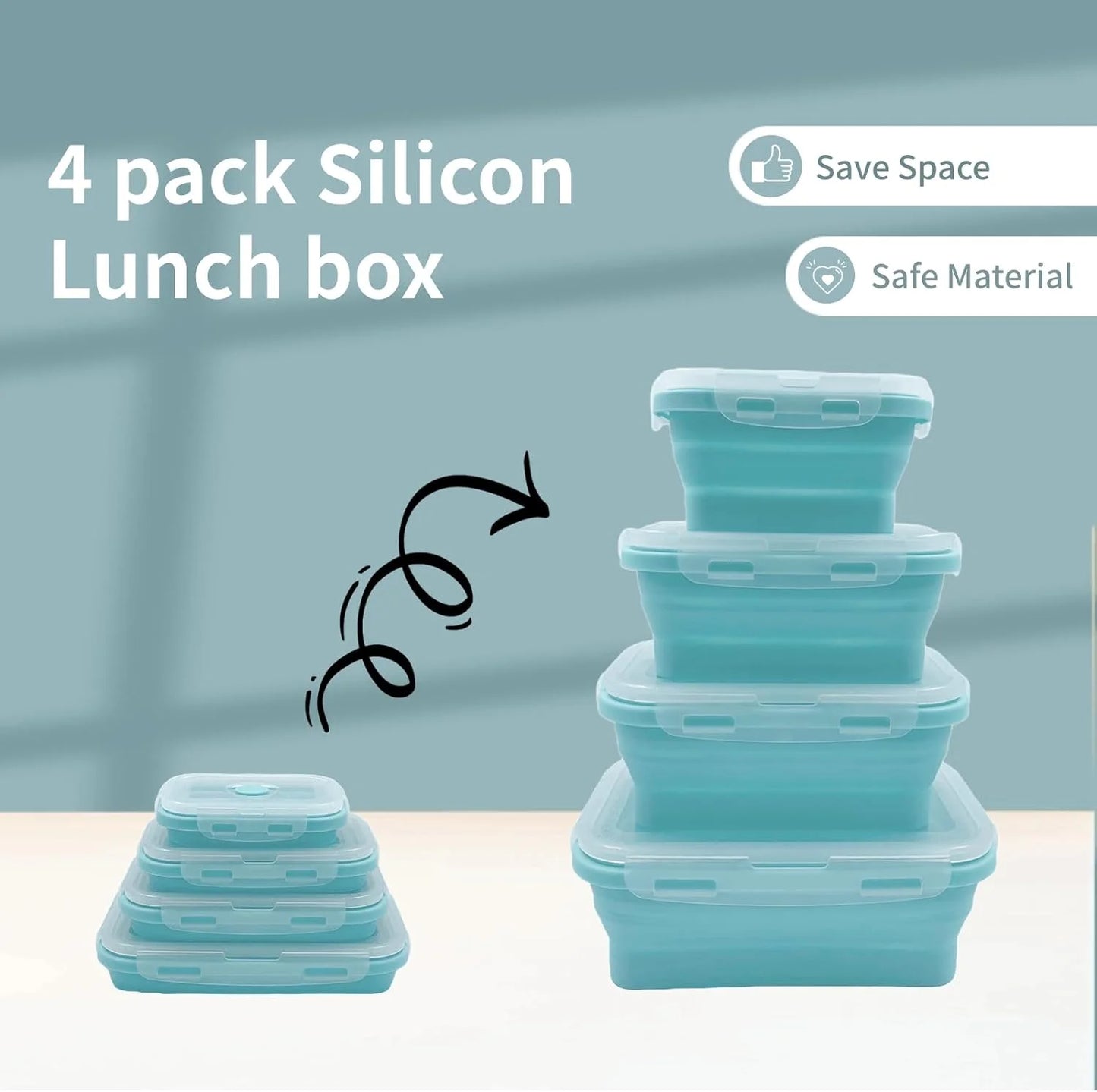 Collapsible Silicone Lunch Boxes (4 Pack)