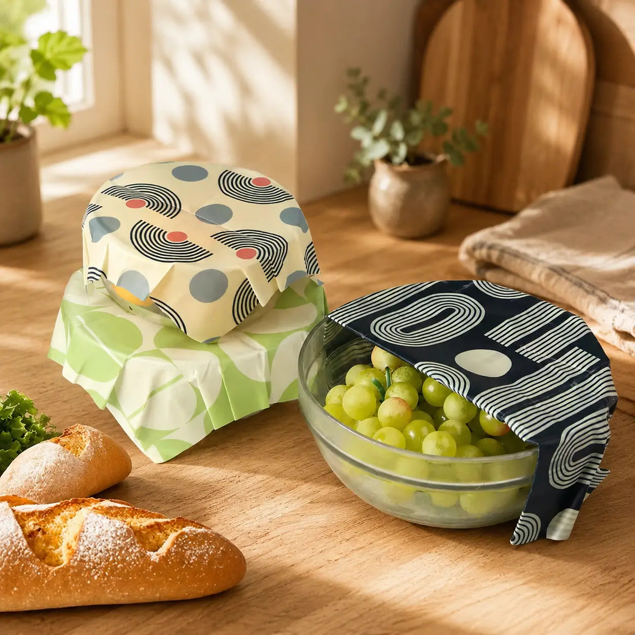Beeswax Food Wraps — Reusable Set | Plastic-Free Kitchen Storage