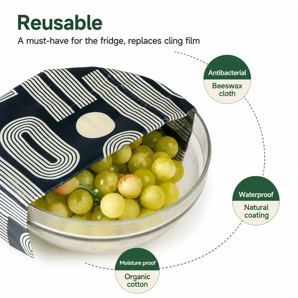 Beeswax Food Wraps — Reusable Set | Plastic-Free Kitchen Storage